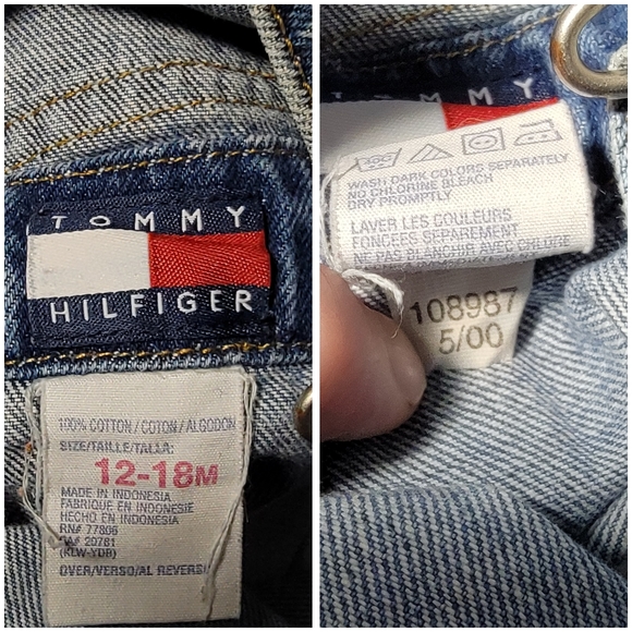 Tommy Hilfiger Vintage Medium Wash Denim Jean Overall Bibs Unisex - Picture 13 of 16